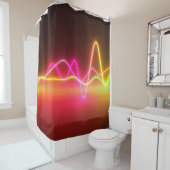 Farbenfrohe, leuchtend neonfarbene Grafik-Equalize Duschvorhang (Beispiel)