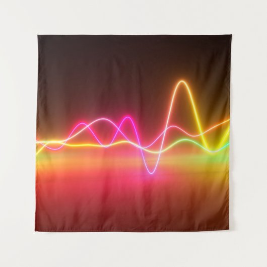 Farbenfrohe, leuchtend neonfarbene Grafik-Equalize Wandteppich (Vorderseite)