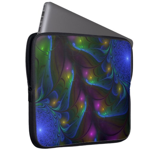 Farbenfrohe leuchtende Abstrakte Moderne Fraktal K Laptopschutzhülle (Vorne Rechts)