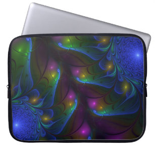 Farbenfrohe leuchtende Abstrakte Moderne Fraktal K Laptopschutzhülle