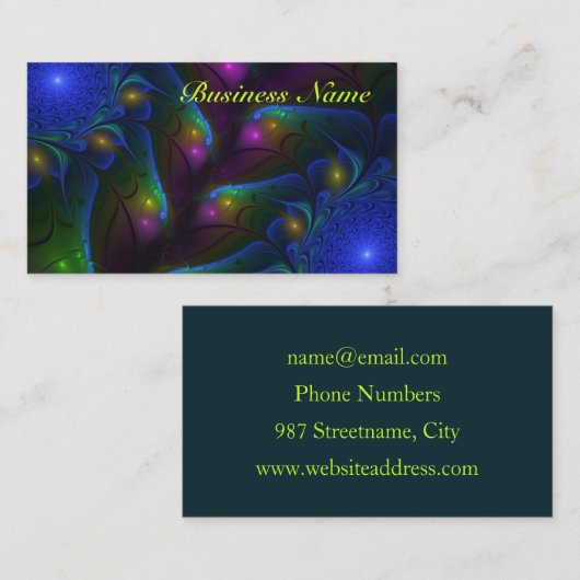 Farbenfrohe leuchtende Abstrakte Moderne Fraktal K Visitenkarte (Vorne/Hinten)