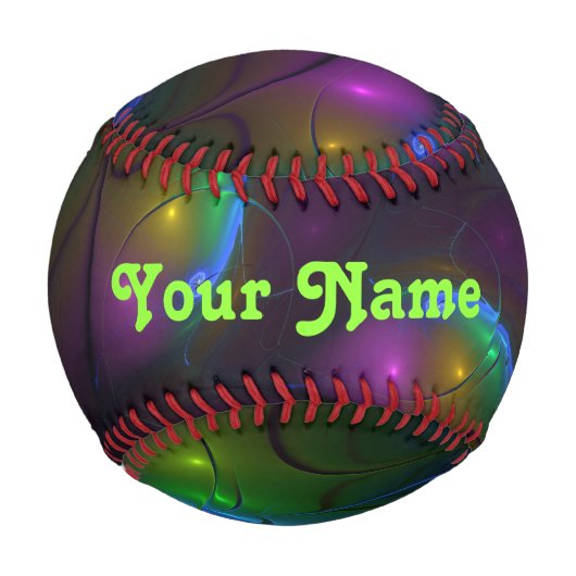 Farbenfrohe leuchtende Abstrakte Moderne Fraktal N Baseball (Vorderseite)