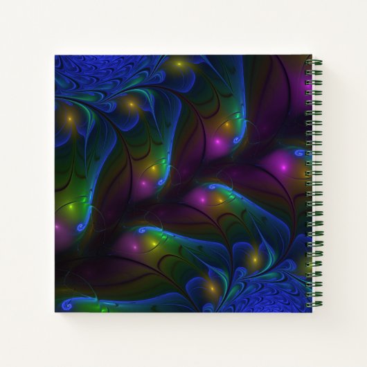 Farbenfrohe leuchtende Abstrakte Moderne Fraktal N Notizblock (Rückseite)