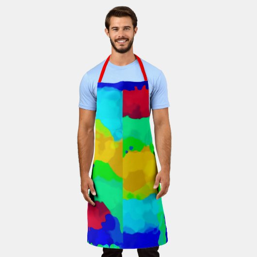 Farbenfrohe, leuchtende, Abstrakte Multicoline Schürze (Getragen)
