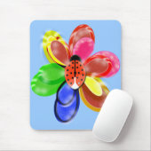 farbenfrohe leuchtende Blume mit niedlichem Ladybu Mousepad (Mit Mouse)