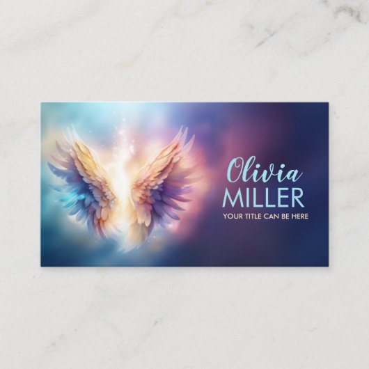 Farbenfrohe leuchtende Engel-Flügel Visitenkarte (Vorderseite)