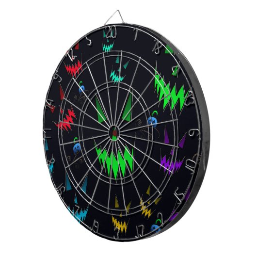 Farbenfrohe leuchtende Jack O' Lanterns Dartscheibe (Vorderseite rechts)