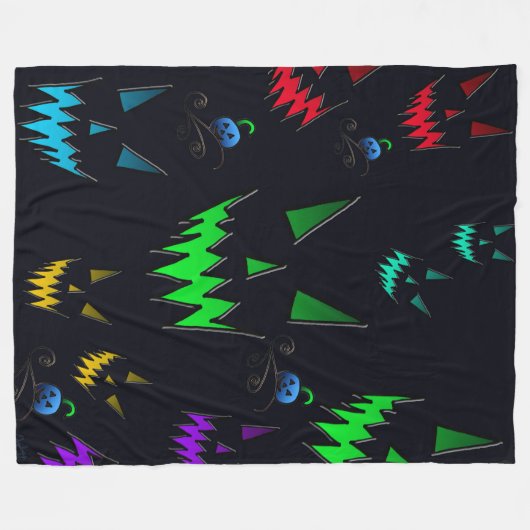 Farbenfrohe leuchtende Jack O' Lanterns Fleecedecke (Vorderseite (Horizontal))