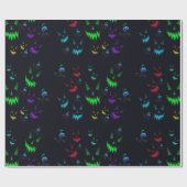 Farbenfrohe leuchtende Jack O' Lanterns Geschenkpapier (Flach)