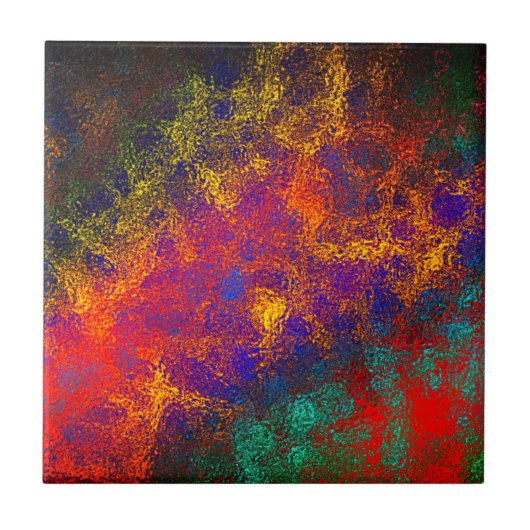 Farbenfrohe leuchtende Keramik Tile Abstrakt Fliese (Vorderseite)