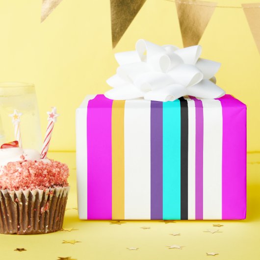 Farbenfrohe, leuchtende Streifen geometrisch Geschenkpapier (Geburtstagsparty)
