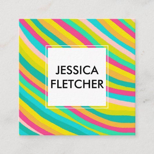 Farbenfrohe leuchtende Streifen Minimalistische so Quadratische Visitenkarte (Vorderseite)