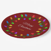 Farbenfrohe, leuchtende Weihnachtslichter Pappteller (Schrägansicht)
