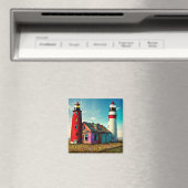 Farbenfrohe Leuchttürme am Strand Magnet (In Situ (Geschirrspüler))