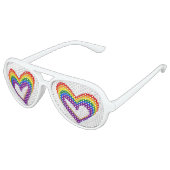Farbenfrohe LGBT Gay Pride Liebe Rainbow Hearts Partybrille (Schrägansicht)