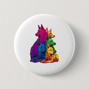 Farbenfrohe LGBT Pride German Shepherd Dog Pile Button