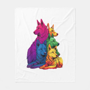Farbenfrohe LGBT Pride German Shepherd Dog Pile Fleecedecke