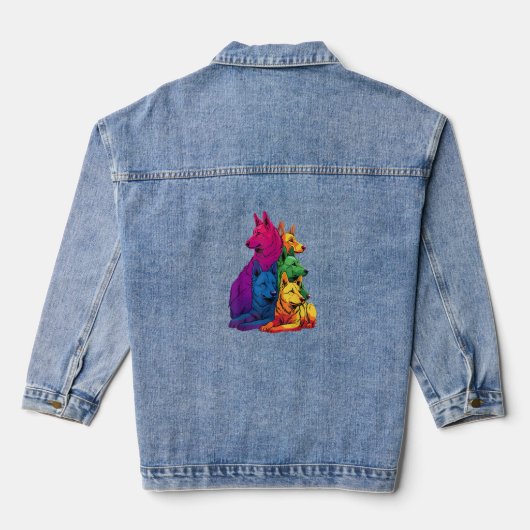 Farbenfrohe LGBT Pride German Shepherd Dog Pile Jeansjacke (Rückseite)