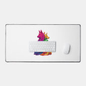 Farbenfrohe LGBT Pride German Shepherd Dog Pile Schreibtischunterlage (Tastatur & Maus)