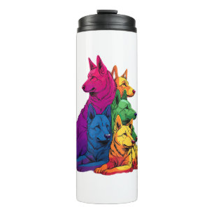 Farbenfrohe LGBT Pride German Shepherd Dog Pile Thermosbecher