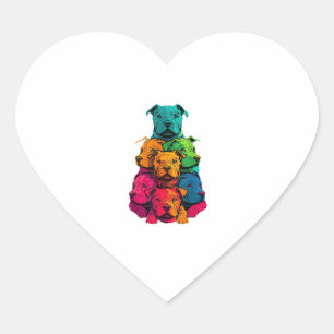 Farbenfrohe LGBT Pride Staffordshire Bull Terrier Herz-Aufkleber