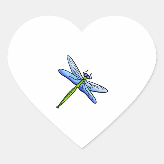 Farbenfrohe Libelle am Ast Herz-Aufkleber (Vorderseite)