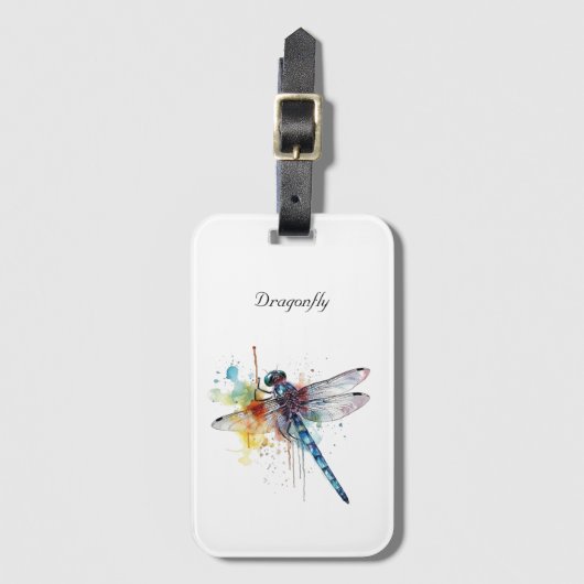 farbenfrohe Libelle anpassbar Gepäckanhänger (Vorderseite Vertikal)