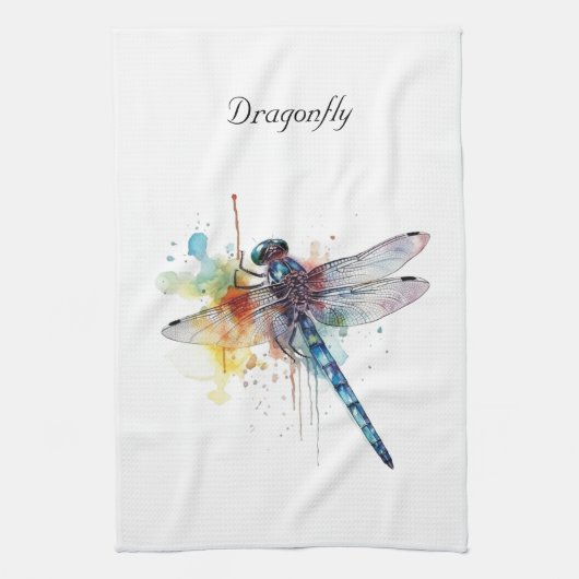 Farbenfrohe Libelle anpassbar Geschirrtuch (Vertikal)