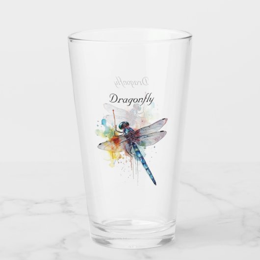 Farbenfrohe Libelle anpassbar Glas (Rückseite)