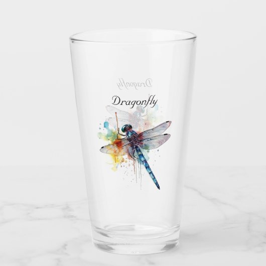 Farbenfrohe Libelle anpassbar Glas (Vorderseite)