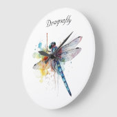 Farbenfrohe Libelle anpassbar Große Wanduhr (Winkel)