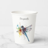farbenfrohe Libelle anpassbar Pappbecher (Rückseite)