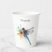 farbenfrohe Libelle anpassbar Pappbecher (Vorderseite)
