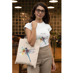 Farbenfrohe Libelle anpassbar Tragetasche