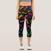 Farbenfrohe Libelle Capri Leggings (Vorderseite)