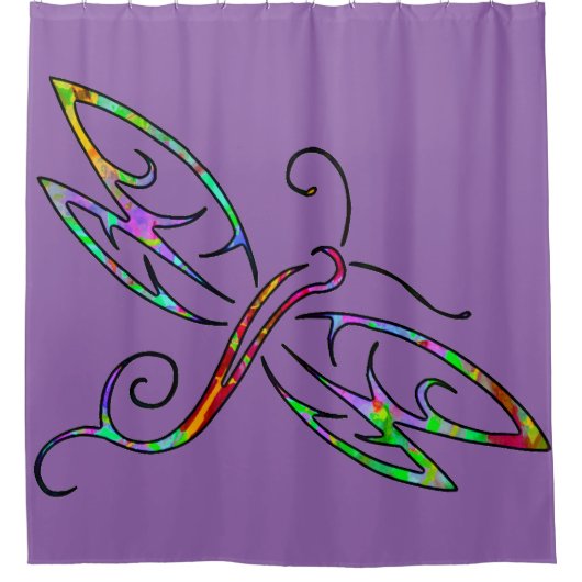 farbenfrohe Libelle Duschvorhang (Vorderseite)