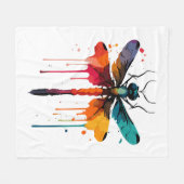 farbenfrohe Libelle Fleecedecke (Vorderseite (Horizontal))
