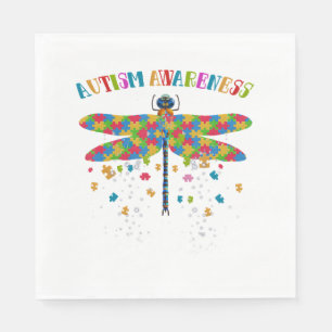 Farbenfrohe Libelle für den Tag der Autismus Serviette