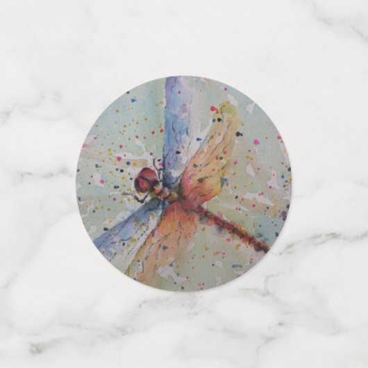 Farbenfrohe Libelle Konfetti (Klein Vorderseite)