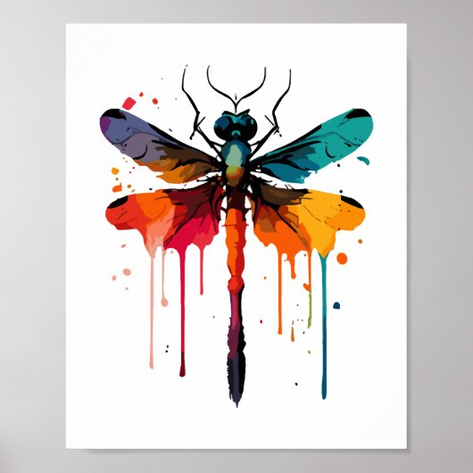 farbenfrohe Libelle Poster (Vorne)