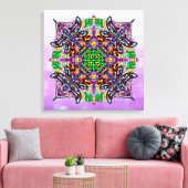 Farbenfrohe Libelle und Blume Mandala Art Leinwanddruck (Insitu (Wohnzimmer))