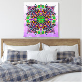Farbenfrohe Libelle und Blume Mandala Art Leinwanddruck (Insitu (Schlafzimmer))