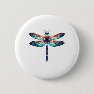 Farbenfrohe Libelle Watercolor Kunst, Dichtung und Button