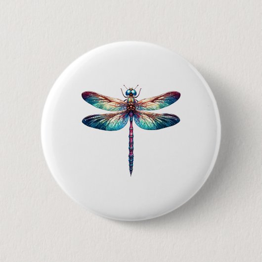 Farbenfrohe Libelle Watercolor Kunst, Dichtung und Button (Vorderseite)