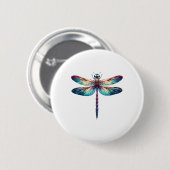 Farbenfrohe Libelle Watercolor Kunst, Dichtung und Button (Vorne & Hinten)