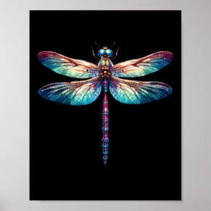 Farbenfrohe Libelle Watercolor Kunst, Dichtung und Poster