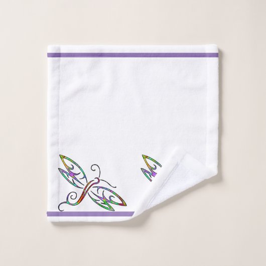 Farbenfrohe Libellen Badhandtuch Set (Waschlappen)