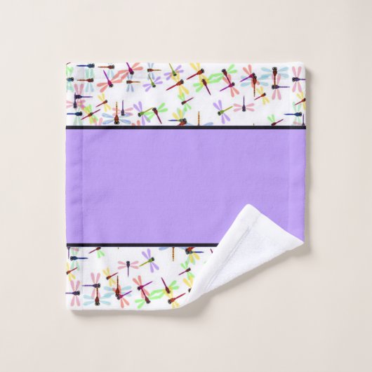 farbenfrohe Libellen Badhandtuch Set (Waschlappen)