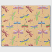 farbenfrohe Libellen Geschenkpapier (Flach)