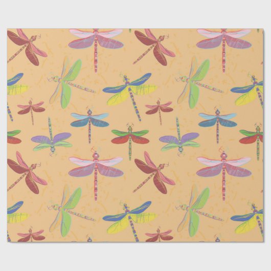 farbenfrohe Libellen Geschenkpapier (Flach)